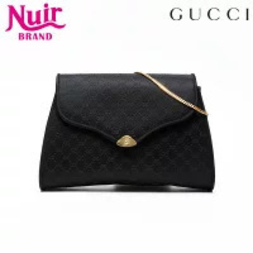 Gucci Satin Logo Shoulder Bag Black